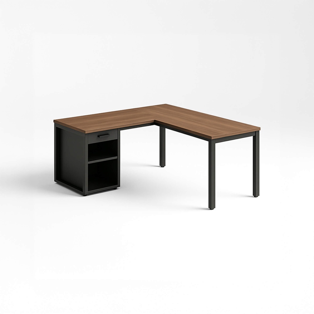 [E-COM06] Escritorio en L con asiento a la derecha - cajón